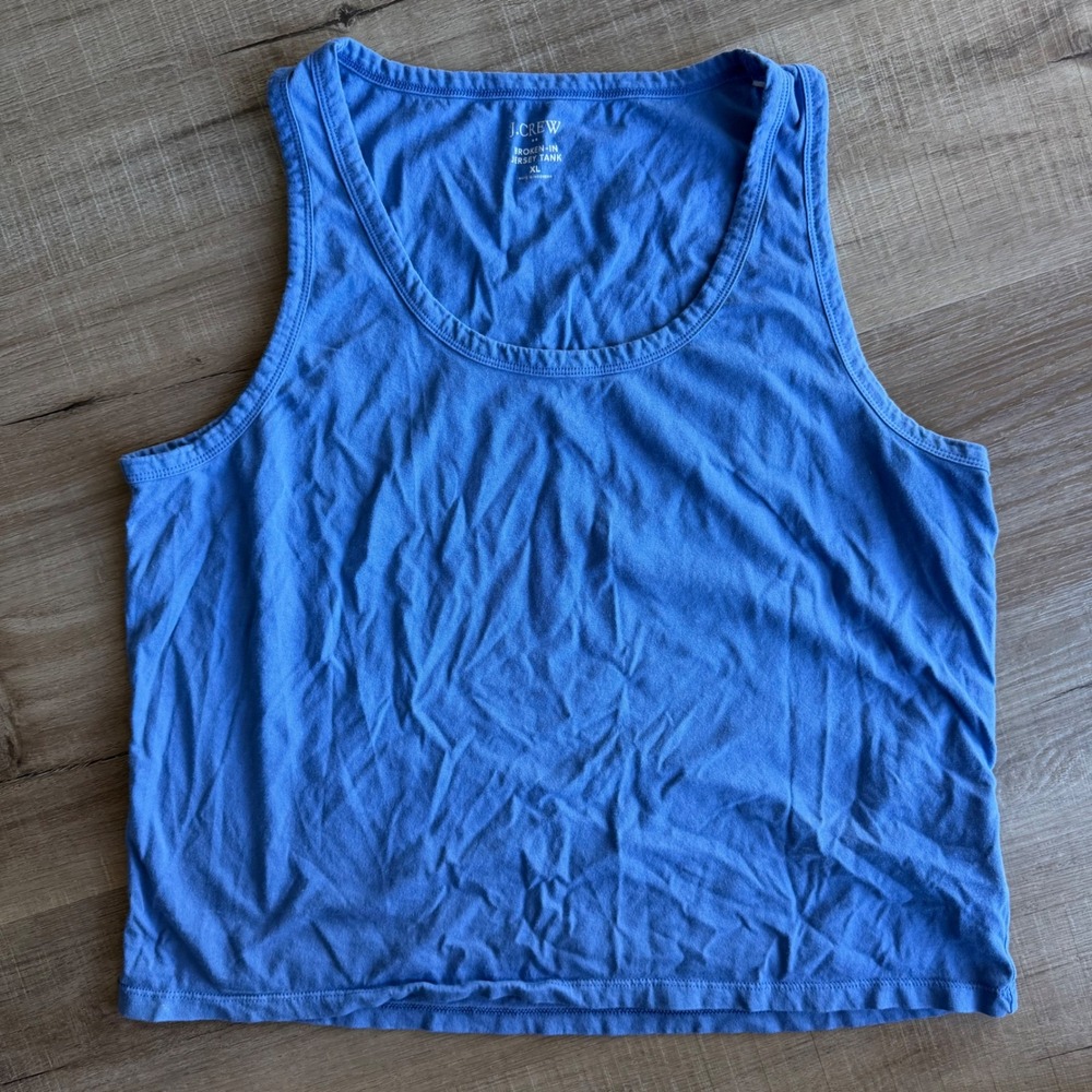 J.Crew Broken-In Jersey Tank Top Periwinkle Blue Scoop Neck CJ052 Womens XL